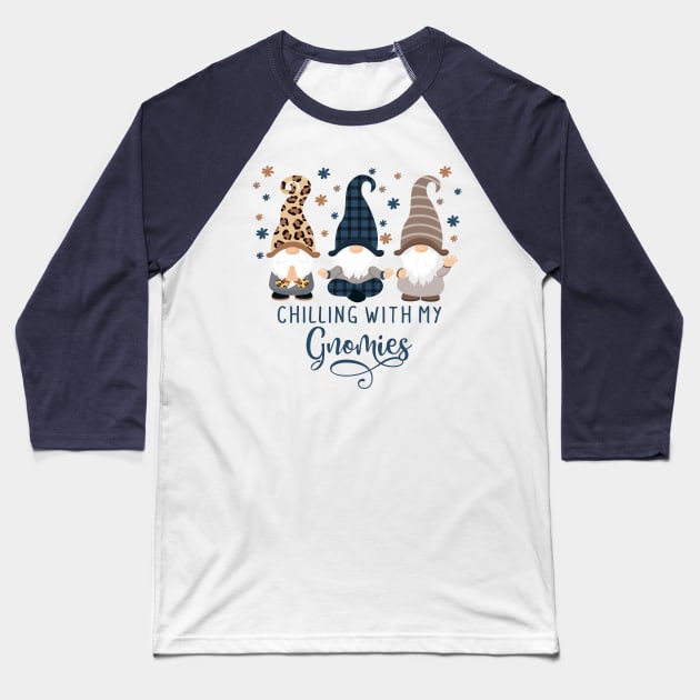 Chilling With My Gnomies - Winter Gnome Baseball T-Shirt by BDAZ